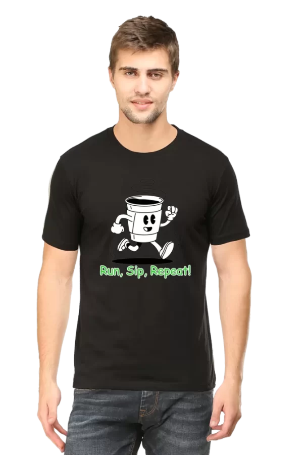 Run, Sip, Repeat Unisex Cotton T-Shirt